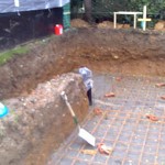 The pond dug out mot laid and steel reinforcing.